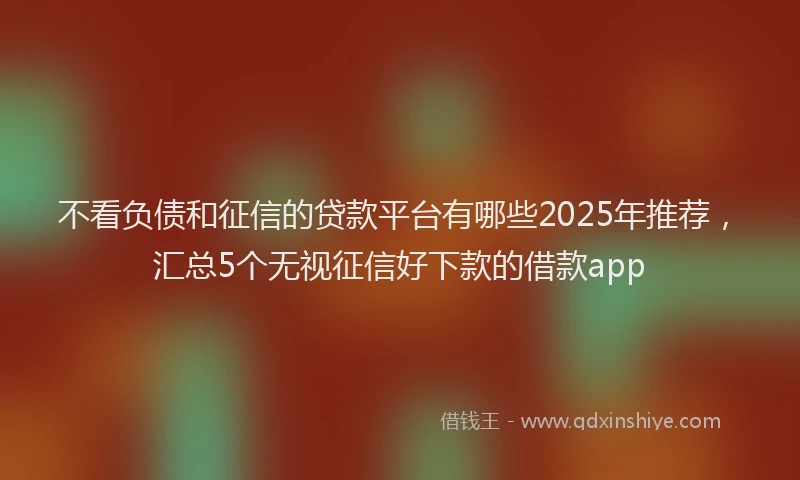 不看负债和征信的贷款平台有哪些2025年推荐，汇总5个无视征信好下款的借款app
