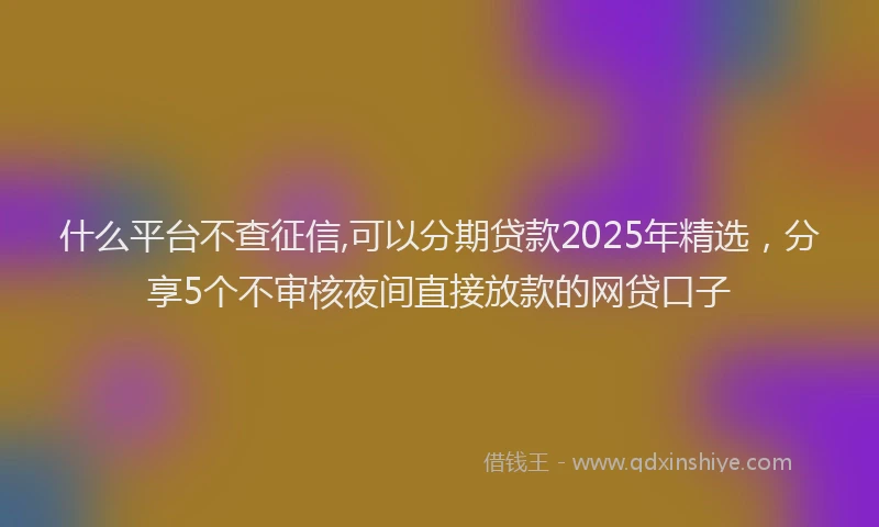 什么平台不查征信,可以分期贷款2025年精选，分享5个不审核夜间直接放款的网贷口子
