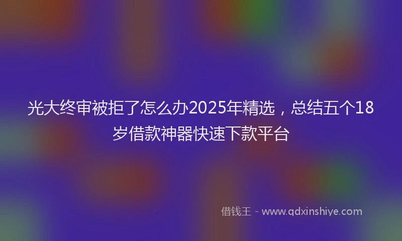 光大终审被拒了怎么办2025年精选，总结五个18岁借款神器快速下款平台