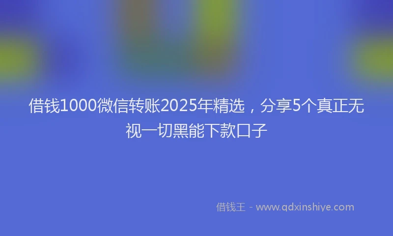 借钱1000微信转账2025年精选，分享5个真正无视一切黑能下款口子