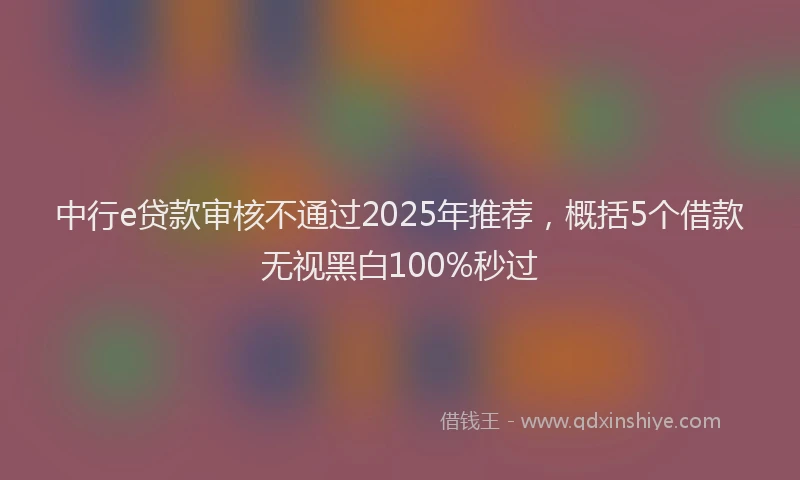 中行e贷款审核不通过2025年推荐，概括5个借款无视黑白100%秒过