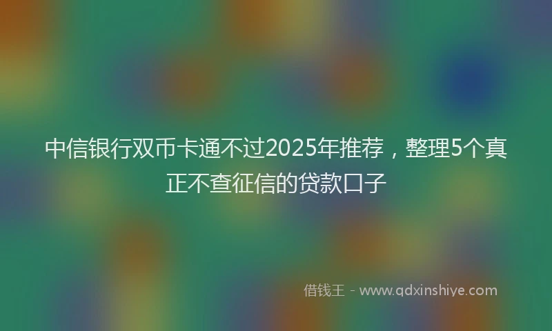 中信银行双币卡通不过2025年推荐，整理5个真正不查征信的贷款口子