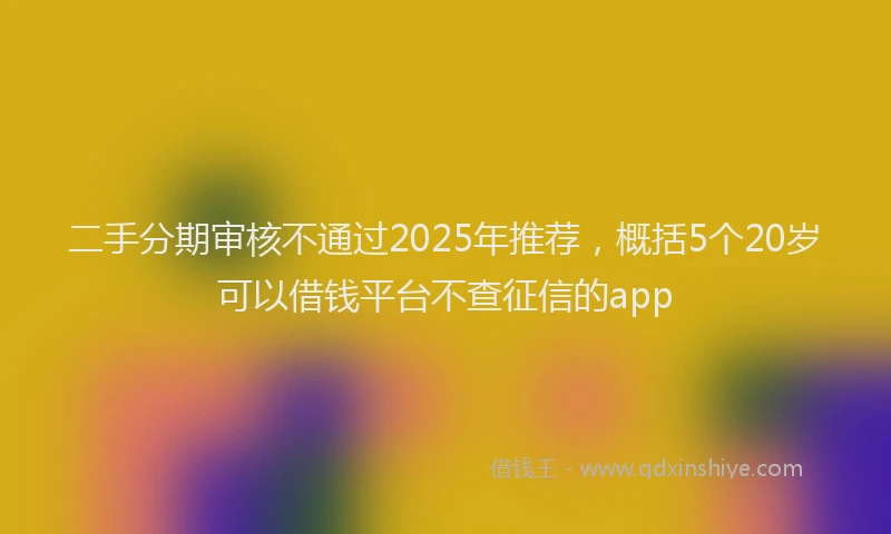 二手分期审核不通过2025年推荐，概括5个20岁可以借钱平台不查征信的app