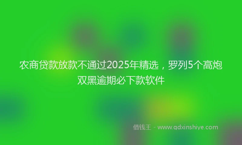 农商贷款放款不通过2025年精选，罗列5个高炮双黑逾期必下款软件