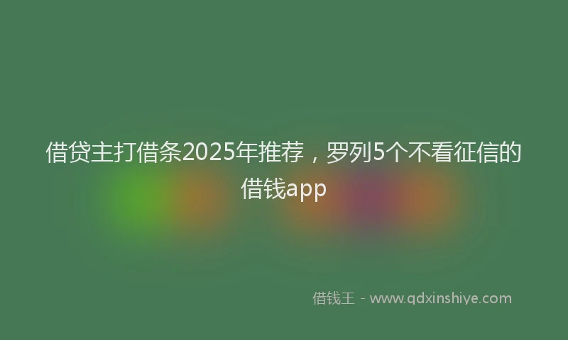 借贷主打借条2025年推荐，罗列5个不看征信的借钱app