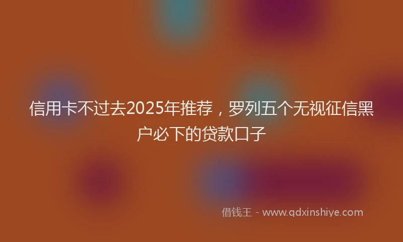 信用卡不过去2025年推荐，罗列五个无视征信黑户必下的贷款口子