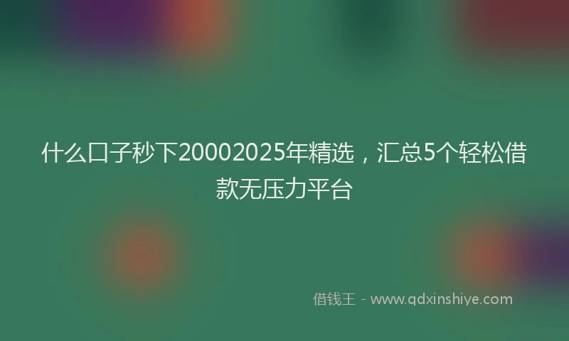 什么口子秒下20002025年精选，汇总5个轻松借款无压力平台