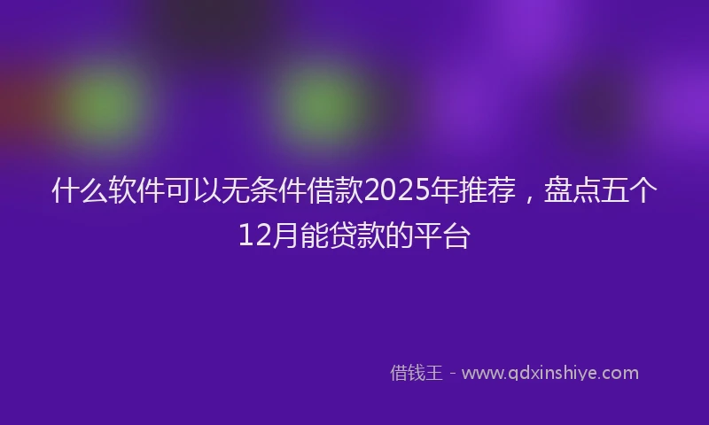 什么软件可以无条件借款2025年推荐，盘点五个12月能贷款的平台