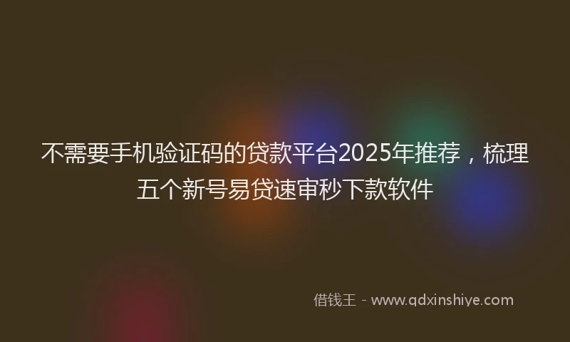 不需要手机验证码的贷款平台2025年推荐，梳理五个新号易贷速审秒下款软件