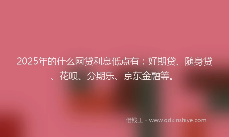2025年的什么网贷利息低点有：好期贷、随身贷、花呗、分期乐、京东金融等。