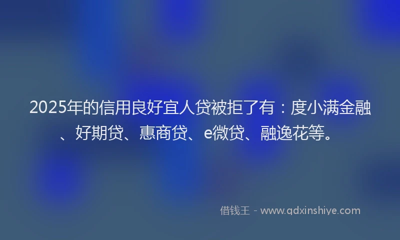 2025年的信用良好宜人贷被拒了有：度小满金融、好期贷、惠商贷、e微贷、融逸花等。