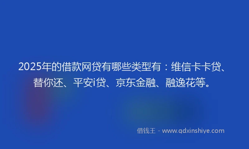 2025年的借款网贷有哪些类型有：维信卡卡贷、替你还、平安i贷、京东金融、融逸花等。