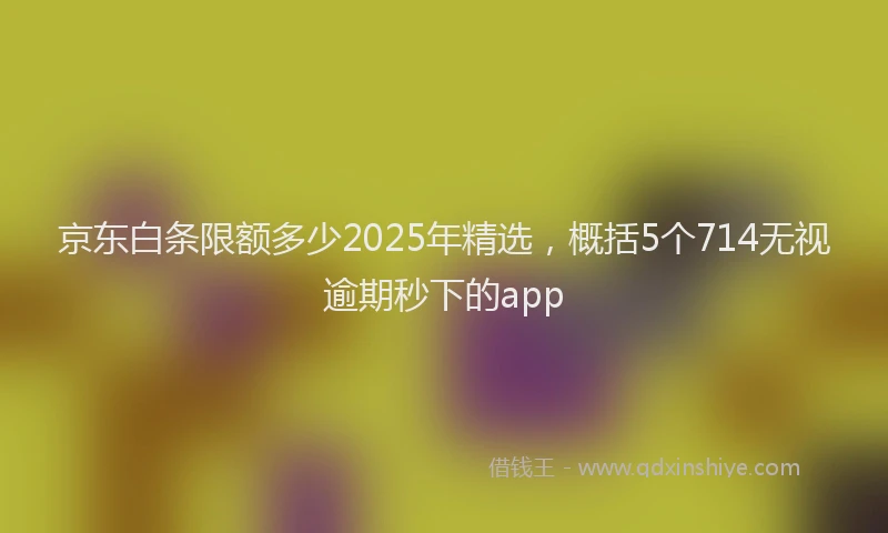 京东白条限额多少2025年精选，概括5个714无视逾期秒下的app