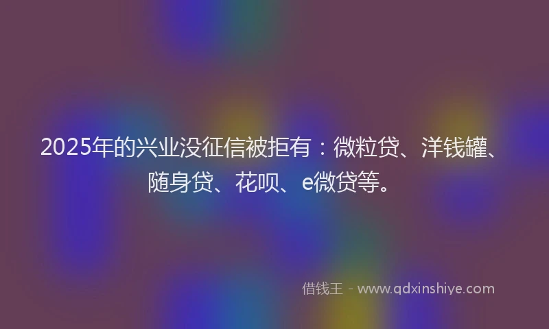 2025年的兴业没征信被拒有：微粒贷、洋钱罐、随身贷、花呗、e微贷等。