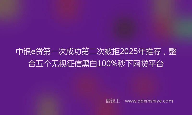 中银e贷第一次成功第二次被拒2025年推荐，整合五个无视征信黑白100%秒下网贷平台