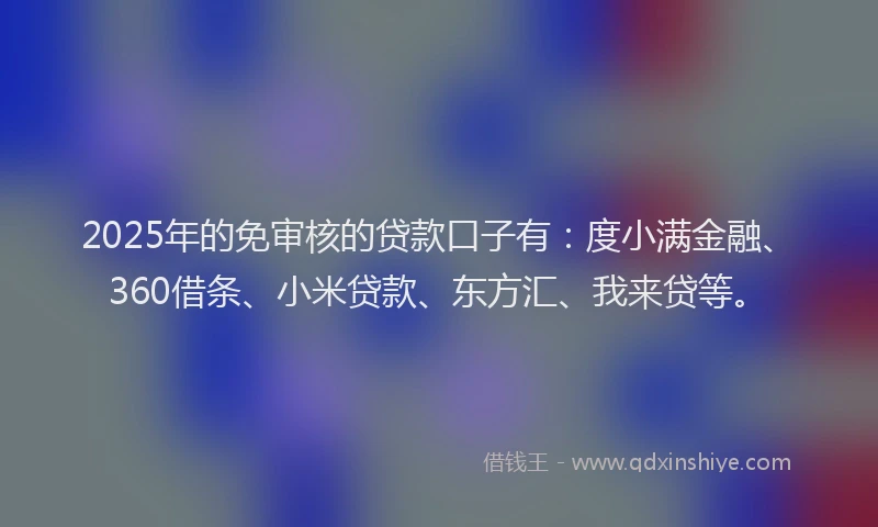 2025年的免审核的贷款口子有：度小满金融、360借条、小米贷款、东方汇、我来贷等。