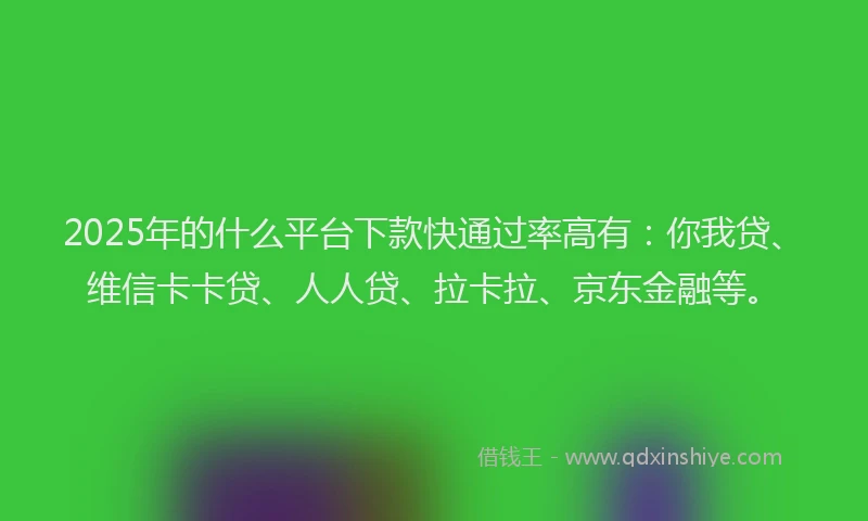 2025年的什么平台下款快通过率高有：你我贷、维信卡卡贷、人人贷、拉卡拉、京东金融等。