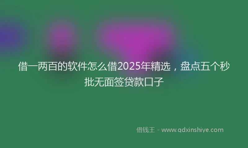 借一两百的软件怎么借2025年精选，盘点五个秒批无面签贷款口子