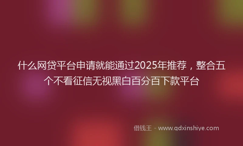 什么网贷平台申请就能通过2025年推荐，整合五个不看征信无视黑白百分百下款平台
