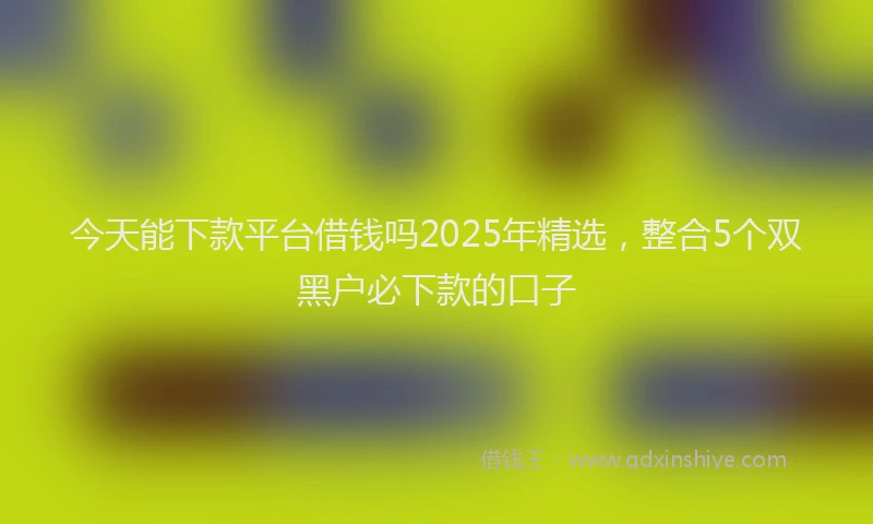 今天能下款平台借钱吗2025年精选，整合5个双黑户必下款的口子
