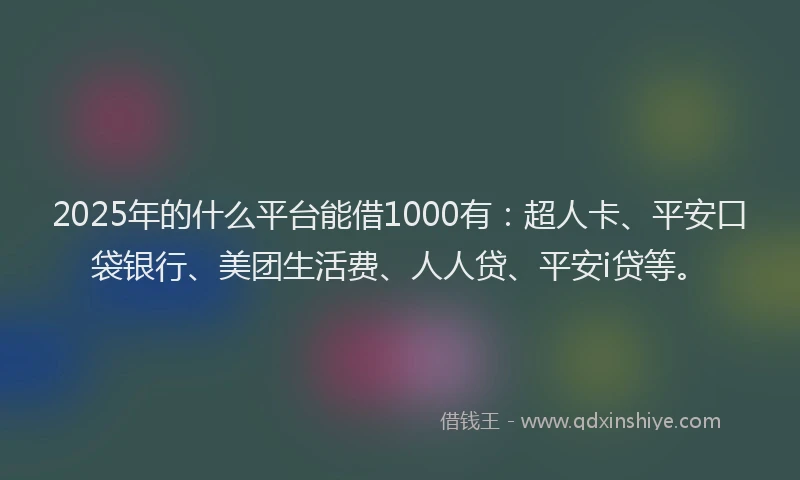 2025年的什么平台能借1000有：超人卡、平安口袋银行、美团生活费、人人贷、平安i贷等。