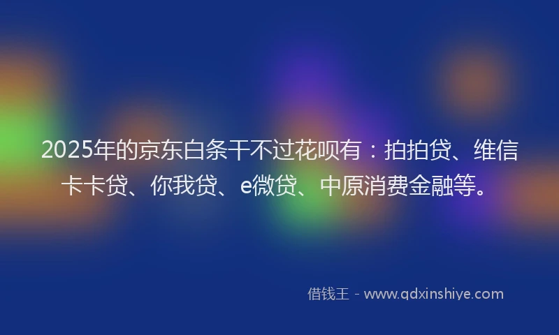 2025年的京东白条干不过花呗有：拍拍贷、维信卡卡贷、你我贷、e微贷、中原消费金融等。