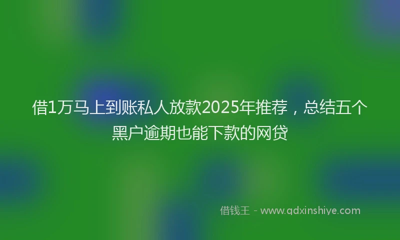 借1万马上到账私人放款2025年推荐，总结五个黑户逾期也能下款的网贷
