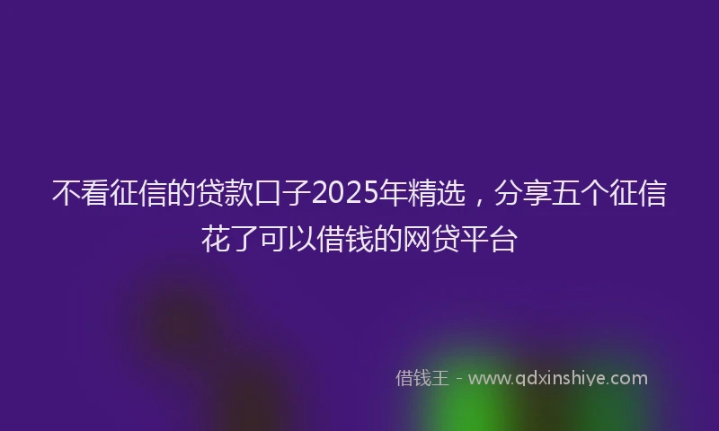 不看征信的贷款口子2025年精选，分享五个征信花了可以借钱的网贷平台
