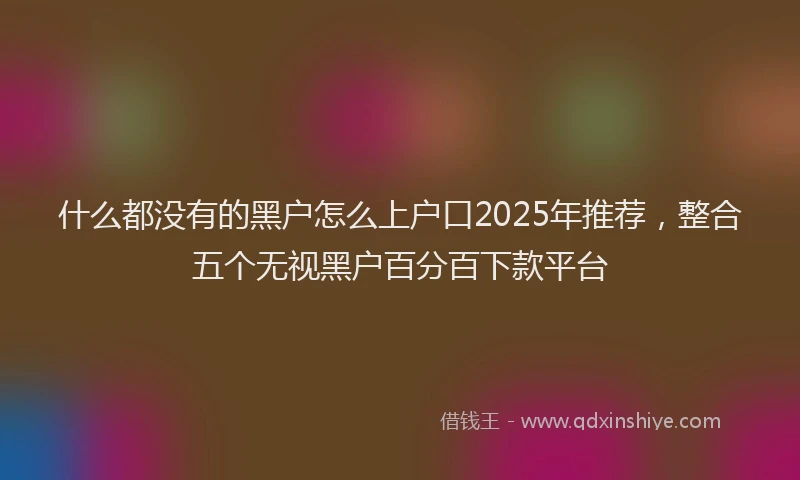 什么都没有的黑户怎么上户口2025年推荐，整合五个无视黑户百分百下款平台