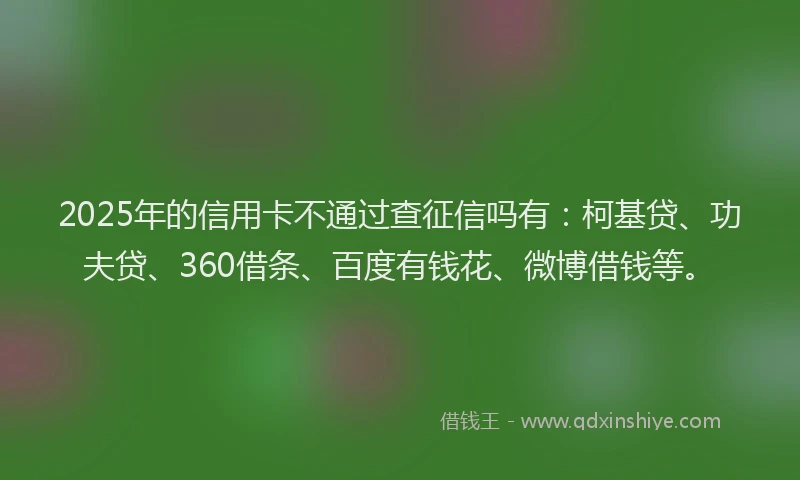 2025年的信用卡不通过查征信吗有：柯基贷、功夫贷、360借条、百度有钱花、微博借钱等。