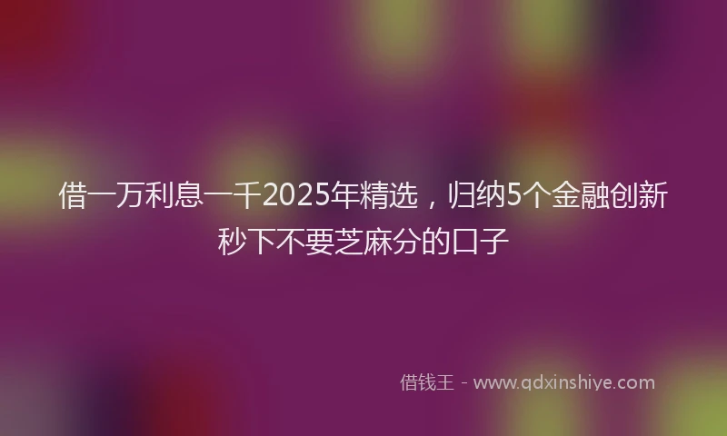 借一万利息一千2025年精选，归纳5个金融创新秒下不要芝麻分的口子