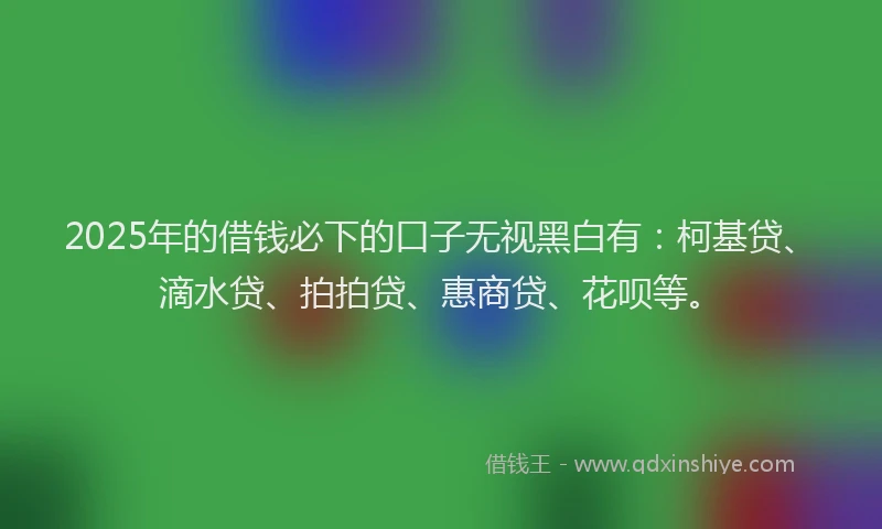 2025年的借钱必下的口子无视黑白有：柯基贷、滴水贷、拍拍贷、惠商贷、花呗等。
