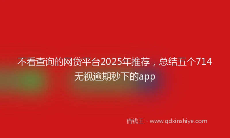 不看查询的网贷平台2025年推荐，总结五个714无视逾期秒下的app