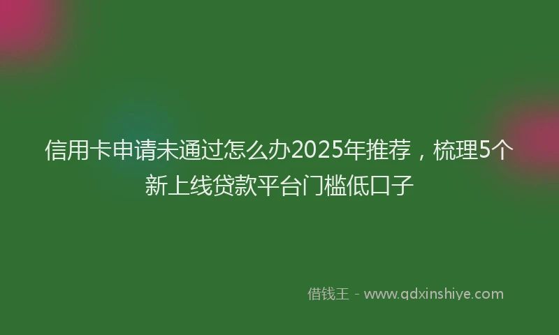 信用卡申请未通过怎么办2025年推荐，梳理5个新上线贷款平台门槛低口子