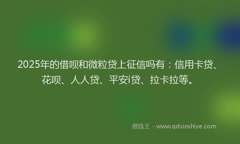 2025年的借呗和微粒贷上征信吗有：信用卡贷、花呗、人人贷、平安i贷、拉卡拉等。