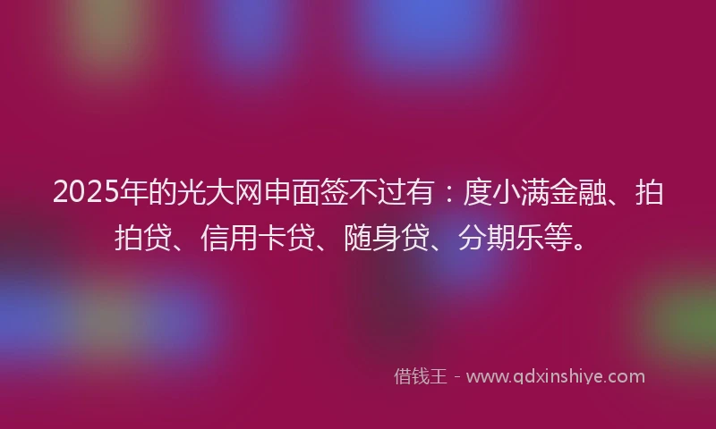 2025年的光大网申面签不过有：度小满金融、拍拍贷、信用卡贷、随身贷、分期乐等。