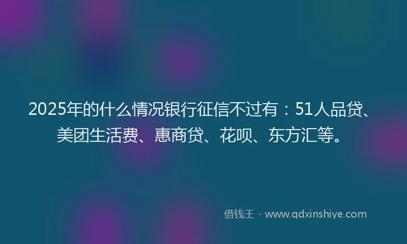 2025年的什么情况银行征信不过有：51人品贷、美团生活费、惠商贷、花呗、东方汇等。