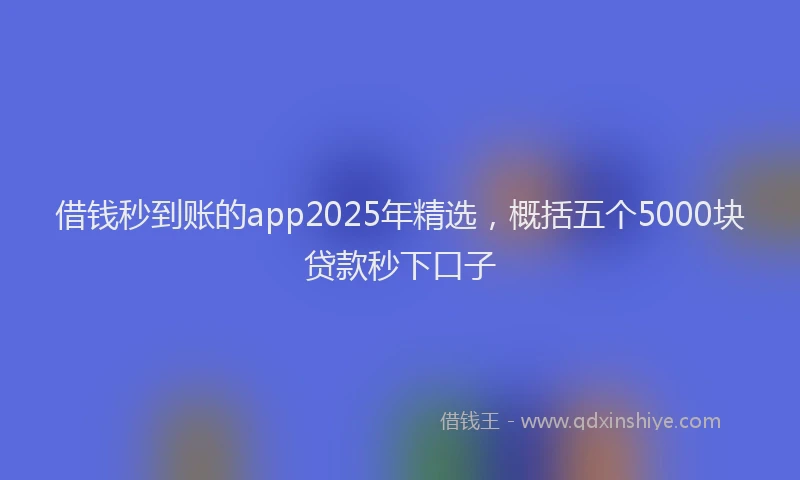 借钱秒到账的app2025年精选，概括五个5000块贷款秒下口子