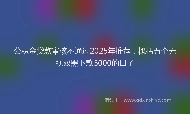 公积金贷款审核不通过2025年推荐，概括五个无视双黑下款5000的口子