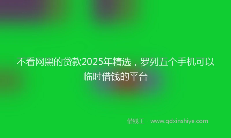 不看网黑的贷款2025年精选，罗列五个手机可以临时借钱的平台