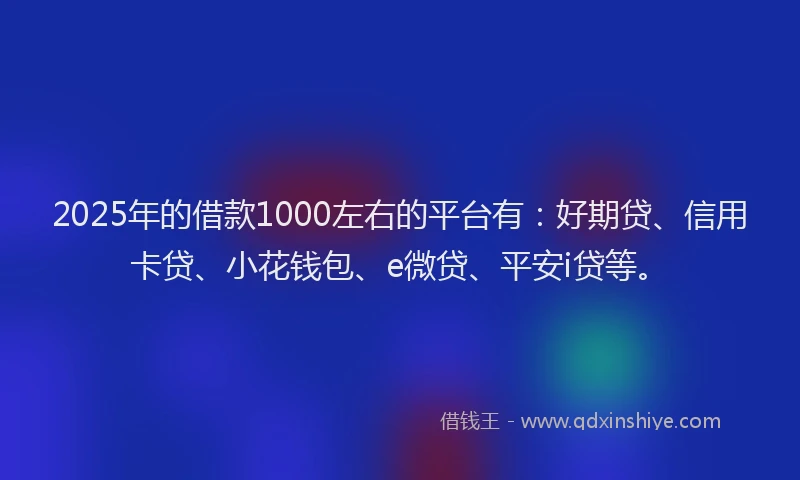2025年的借款1000左右的平台有：好期贷、信用卡贷、小花钱包、e微贷、平安i贷等。