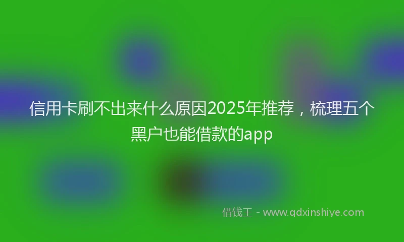 信用卡刷不出来什么原因2025年推荐，梳理五个黑户也能借款的app