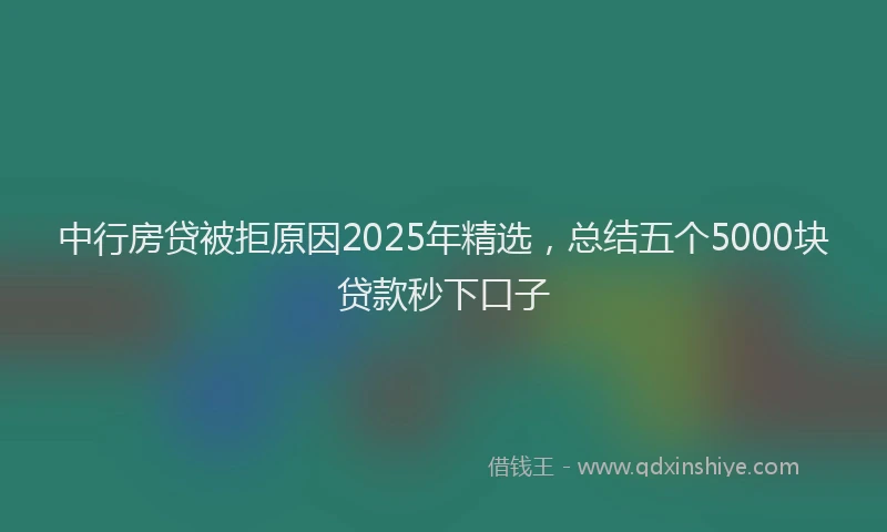 中行房贷被拒原因2025年精选，总结五个5000块贷款秒下口子