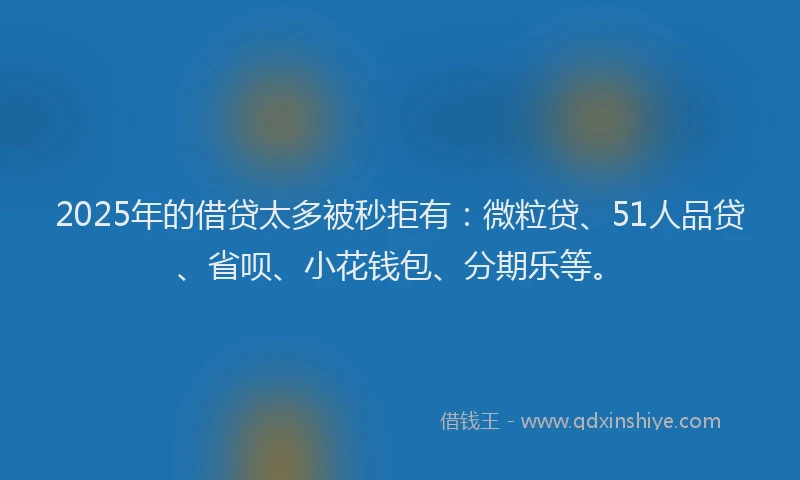 2025年的借贷太多被秒拒有：微粒贷、51人品贷、省呗、小花钱包、分期乐等。