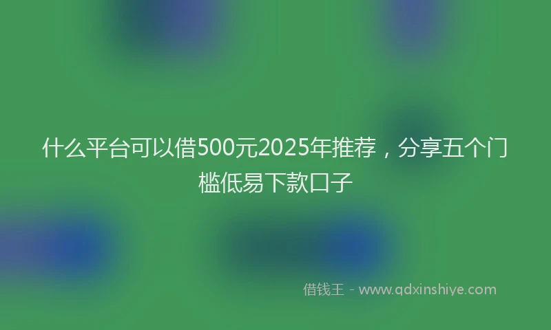 什么平台可以借500元2025年推荐，分享五个门槛低易下款口子
