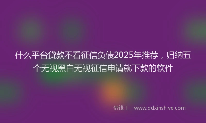 什么平台贷款不看征信负债2025年推荐，归纳五个无视黑白无视征信申请就下款的软件