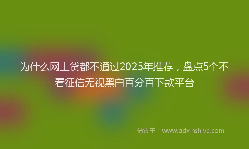为什么网上贷都不通过2025年推荐，盘点5个不看征信无视黑白百分百下款平台