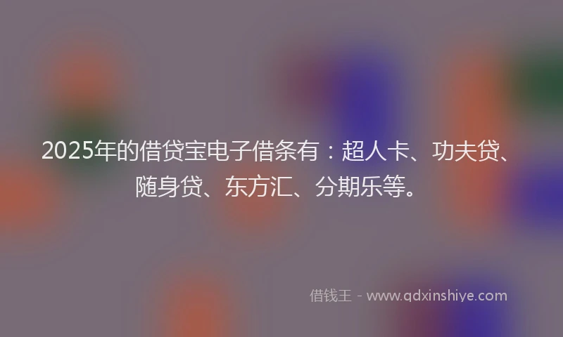 2025年的借贷宝电子借条有：超人卡、功夫贷、随身贷、东方汇、分期乐等。