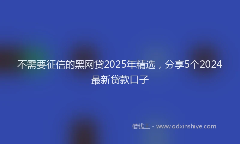 不需要征信的黑网贷2025年精选，分享5个2024最新贷款口子
