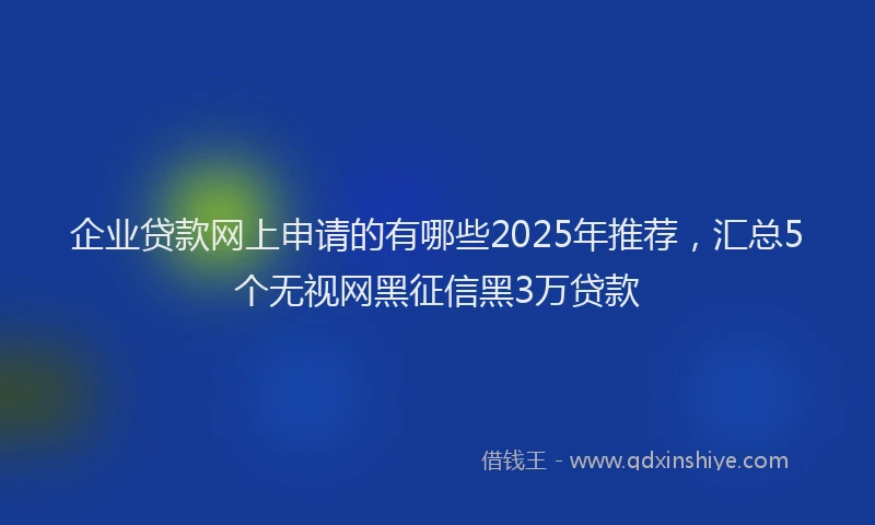 企业贷款网上申请的有哪些2025年推荐，汇总5个无视网黑征信黑3万贷款